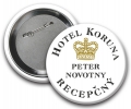 Identifikátor - odznak priemer 56 mm: používaný pre identifikovanie osôb
uchytenie - špendlík/klip