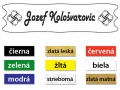 Menovka - plastová použiteľná na dvere, prípadne schránku.
Farebný plast, hrúbka 1,2 mm.Hľadáte atraktívnu a praktickú menovku na dvere či schránku? Vyskúšajte tie kvalitné z gravírovacieho plastu s lesklým či matným povrchom. Vďaka vysokej kvalite sú naše produkty vhodné do interiéru aj exteriéru. Na zadnej strane je obojstranná lepiaca páska, ktorá slúži na jednoduché prichytenie na dvere či schránku. V prípade potreby je produkt možné dodať s otvormi na skrutky. Naše menovky sú ponúkané v nasledujúcom farbenom prevedení: čierna, biela, žltá, modrá, zlatá, strieborná, zelená. Na požiadanie vieme dodať aj iný tvar či rozmer rovnako ako aj iný typ písma ako je uvedený v ponuke. V takomto prípade nás prosím kontaktujete emailom alebo telefonicky.